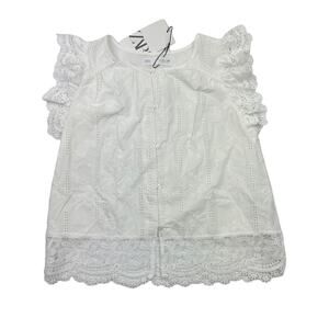 NWT Zara White Eyelet Top